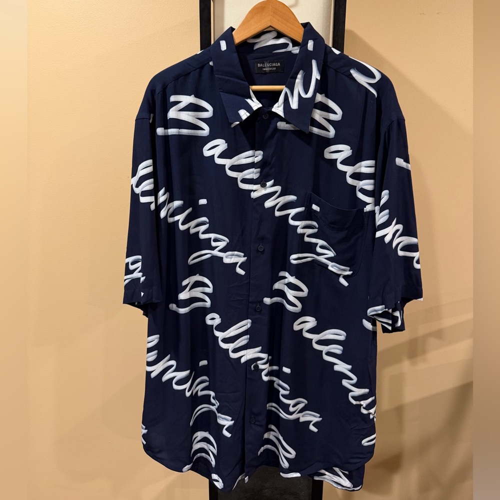 Balenciaga All Over Cursive Script Logo Minimal N… - image 1